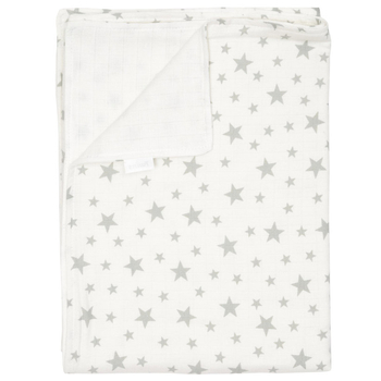 Плед Twins Зірочка сіра, мусліновий подвійний, 110х75 см, білий з принтом (1410-110/75-1010) - Pampik