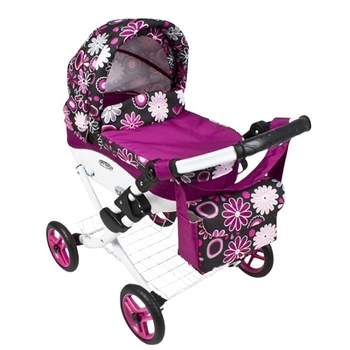 Коляска для ляльки Adbor Lily, чорно-фіолетовий (Lc-19) - Pampik
