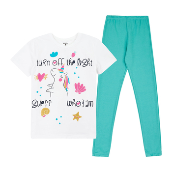 Піжама, що світиться Garnamama Neon PG short 140 Білий Зелений (997024.12249017) - Pampik