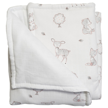 Плед мусліновий Twins Бембі, демісезонний, з наповненням, 110x80 см, білий з принтом (1610-PMTD-10) - Pampik