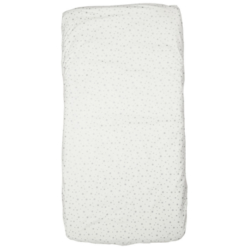 Простирадло на резинці Twins Dolce Insta Зірочка, бязь, 120x60 см, білий зі сріблом (6060-DI-01ss) - Pampik