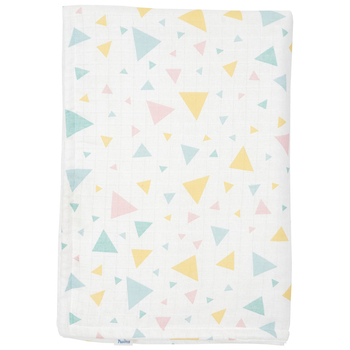 Плед мусліновий Twins Triangle, демісезонний, з наповненням, 110x80 см, білий з принтом (1610-PMTD-20/20) - Pampik