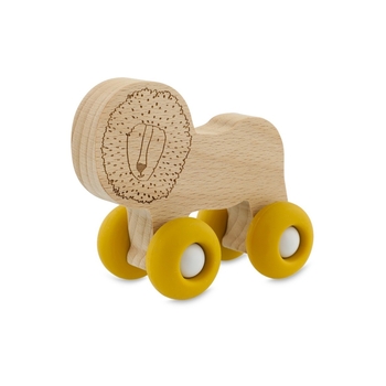 Іграшка-каталка дерев'яна Trixie Baby Lion на силіконових колесах, жовтий (36240) - Pampik - 2