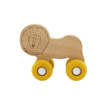 Іграшка-каталка дерев'яна Trixie Baby Lion на силіконових колесах, жовтий (36240) - Pampik