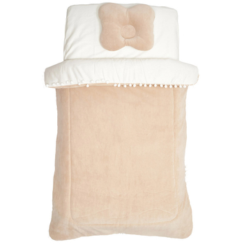 Постельный комплект Twins, велюр/сатин, 120х60 см, 3 предмета, бежевый (4077-TW-02) - Pampik