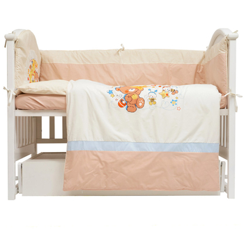 Постільний комплект Twins Bears with a star, 6 елементів, бежевий (4042-TBS-02) - Pampik