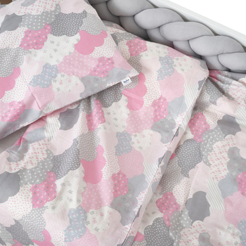 Комплект постільної білизни Twins Хмаринки, полуторний, 4 предмети, рожевий з сірим (1185-TС-08) - Pampik - 3