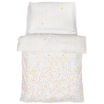 Постільний комплект Twins Organic Line Bunnies, 5 елементів, білий з рожевим (5091-OL-023) - Pampik