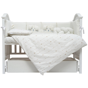 Постільний комплект Twins Кролик, 7 ел., молочний (4075-TК-202) - Pampik