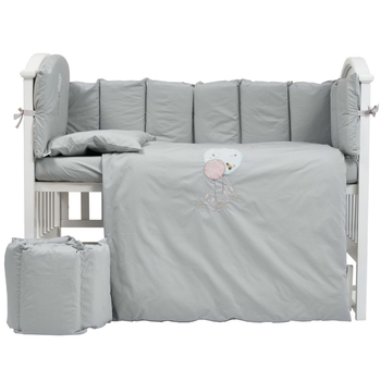 Постільний комплект Babycentre & Twins Welcome to the world, 6 елементів, сірий (4012-BTWW-10) - Pampik