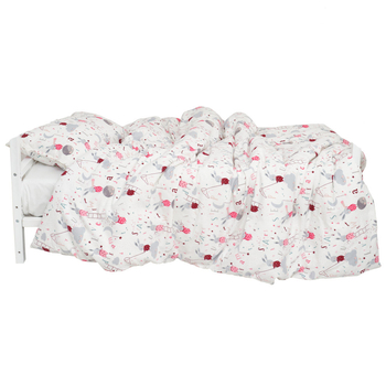 Комплект постільної білизни Twins Soft для дівчинки, полуторний, фланель, 4 предмети, білий з принтом (1115-TPS-26) - Pampik