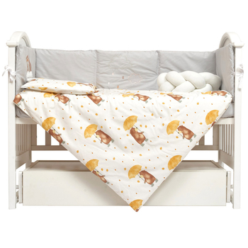 Постельный комплект Twins Fluffy Puffy, 7 элементов, Umbrella yellow серый с желтым (4076-TFP-1005U) - Pampik - 2