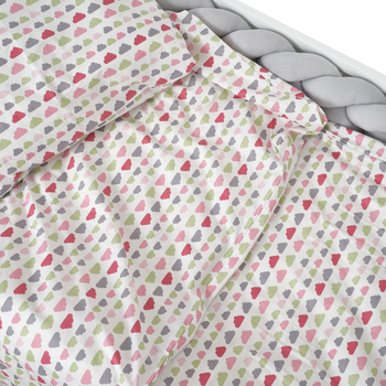 Комплект постільної білизни Twins Хмаринки, полуторний, 4 предмети, happy clouds, білий з рожевим (1185-TС-08H) - Pampik - 3