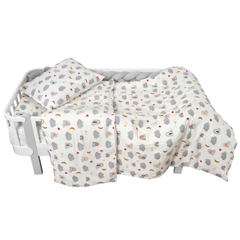 Комплект постільної білизни Twins Soft, полуторний, фланель, 4 предмети, білий з принтом (1115-TPS-20) - Pampik