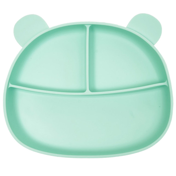 Тарелка силиконовая Twins Мишка трехсекционная, на присоске, мятный (TRV-03-14) - Pampik
