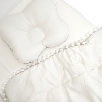 Постільний комплект Twins, велюр/сатин, 120х60 см, 3 предмети, кремовий (4077-TW-202) - Pampik - 2