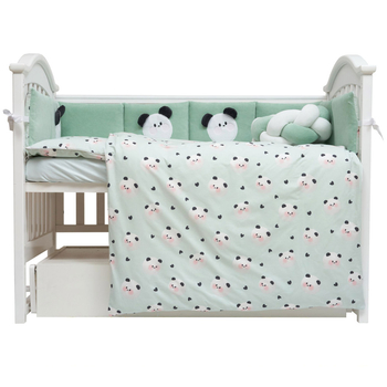 Постільний комплект Twins Panda, 7 елементів, ментоловий (4075-TP-14) - Pampik - 2