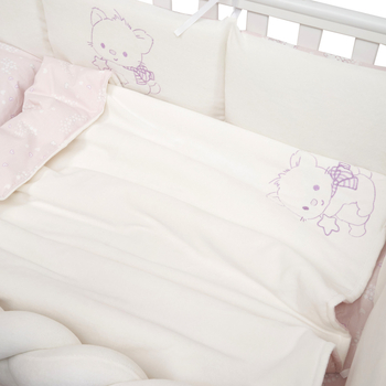 Постільний комплект Twins Be Happy з пледом, 8 елементів, рожевий (4078-TBH-08) - Pampik - 8