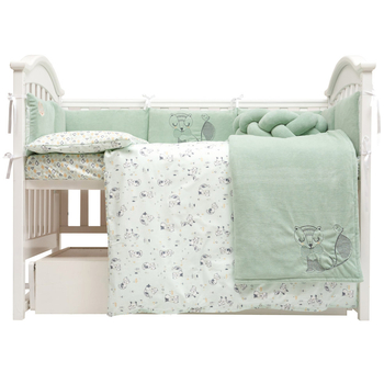 Постільний комплект Twins Be Happy з пледом, 8 елементів, м'ятний (4078-TBH-14) - Pampik - 2