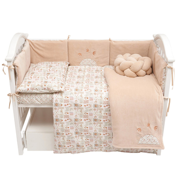 Постільний комплект Twins Be Happy з пледом, 8 елементів, бежевий (4078-TBH-02) - Pampik