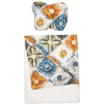 Плед і подушка ортопедична Twins 4D Квіти, велюр, 90х90 см (1431-T4D-24F) - Pampik