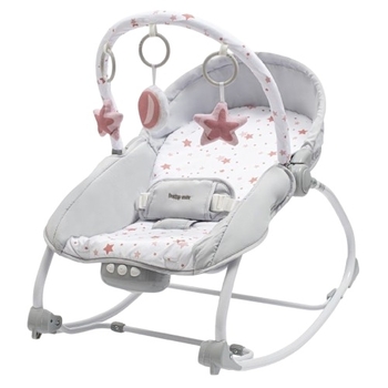 Багатофункціональне крісло-гойдалка Baby Mix Зірочки, сірий з рожевим (53427) - Pampik