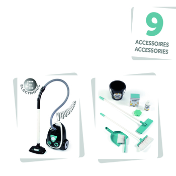 Ігровий набір Smoby Візок для прибирання з пилососом, зі звуком, 9 аксесуарів (330316) - Pampik - 3