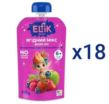 Пюре Elfik Magic Ягідний мікс, 1800 г (18 шт. по 100 г) - Pampik