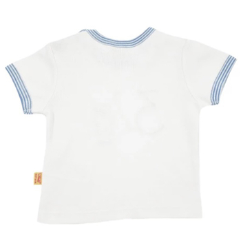 Комплект футболка и шорты Steiff, хлопок, 2 мес., белый с голубым (6632826/16457) - Pampik - 3