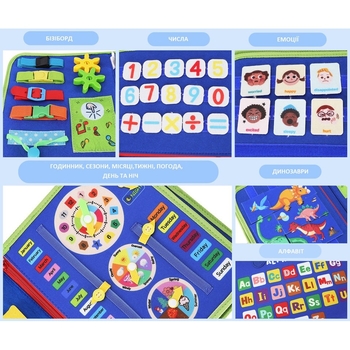 Детская развивающая тактильная сумочка-бизиборд Urmywo, голубой (UMMZBAL) - Pampik - 4