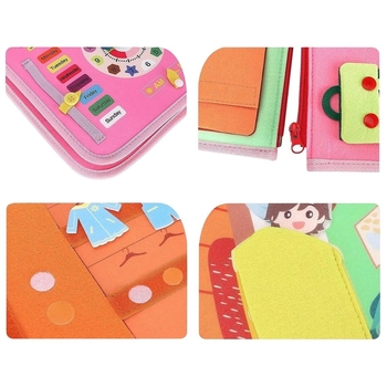 Дитяча розвиваюча тактильна сумочка-бізіборд Urmywo, рожевий (UMMZBAI) - Pampik - 5