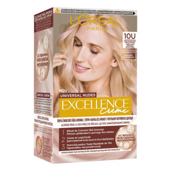 Стійка крем-фарба для волосся L'Oreal Paris Excellence Crème Universal Nudes 10U Універсальний світло-світло русявий, 192 мл - Pampik