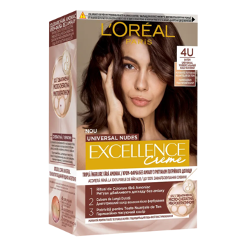 Стійка крем-фарба для волосся L'Oreal Paris Excellence Crème Universal Nudes 4U Універсальний каштановий, 192 мл - Pampik