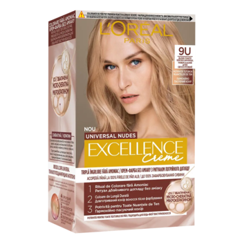 Стійка крем-фарба для волосся L'Oreal Paris Excellence Crème Universal Nudes 9U Універсальний дуже світло-русявий, 192 мл - Pampik