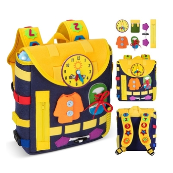 Дитячий розвиваючий тактильний рюкзак-бізіборд Urmywo (UMMZBBAD) - Pampik - 2