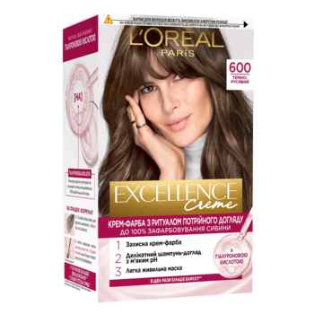 Крем-фарба для волосся L'Oreal Paris Excellence Creme з потрійним доглядом 6.00 Глибокий темно-русявий, 192 мл - Pampik