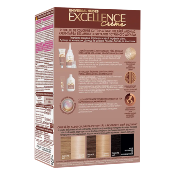 Стійка крем-фарба для волосся L'Oreal Paris Excellence Crème Universal Nudes 10U Універсальний світло-світло русявий, 192 мл - Pampik - 2