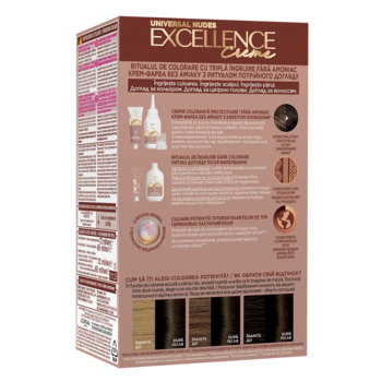 Стійка крем-фарба для волосся L'Oreal Paris Excellence Crème Universal Nudes 3U Універсальний темно-каштановий, 192 мл - Pampik - 2