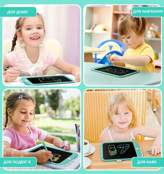 Дитячий LCD планшет для малювання Urmywo Динозаврик 10” Multicolor, блакитний (UК1006blue) - Pampik - 8