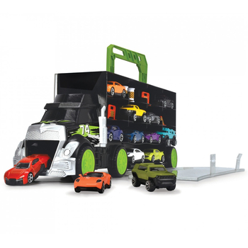 Ігровий набір Dickie Toys Трейлер перевізник авто, вантажівка з ручкою, 4 машинки, 43 см (3747007) - Pampik - 2
