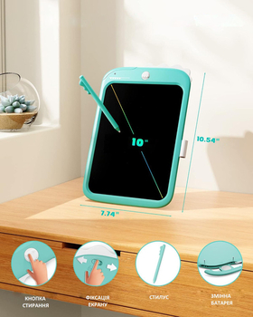 Дитячий LCD планшет для малювання Urmywo Динозаврик 10” Multicolor, блакитний (UК1006blue) - Pampik - 4