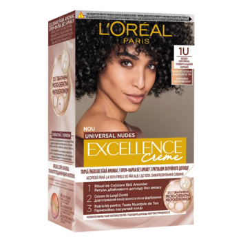 Стійка крем-фарба для волосся L'Oreal Paris Excellence Crème Universal Nudes 1U Універсальний чорний, 192 мл - Pampik