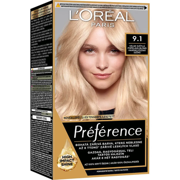 Стойкая краска для волос L'Oreal Paris Preference 9.1 Oslo Viking Ash Blonde 174 мл - Pampik