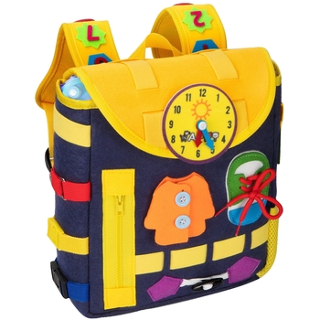 Дитячий розвиваючий тактильний рюкзак-бізіборд Urmywo (UMMZBBAD) - Pampik