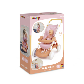 Прогулянка коляска для ляльки Smoby Baby Nurse Теракотова пудра, з корзиною (7600254024) - Pampik - 3