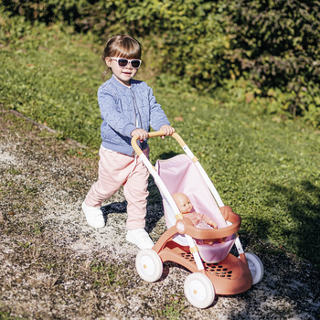 Прогулянка коляска для ляльки Smoby Baby Nurse Теракотова пудра, з корзиною (7600254024) - Pampik - 6