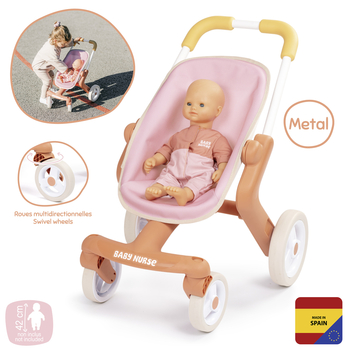 Прогулянка коляска для ляльки Smoby Baby Nurse Теракотова пудра, з поворотними колесами (7600251224) - Pampik - 2