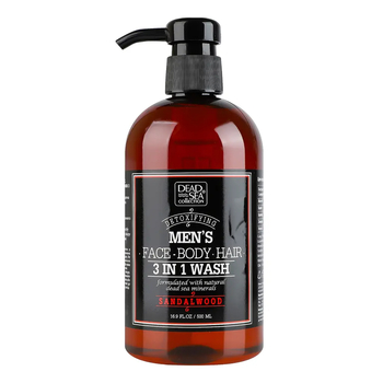 Гель для душу, волосся та обличчя для чоловіків Dead Sea Collection Men’s Sandalwood Face Body&Hair Wash 3 in 1, 500 мл - Pampik