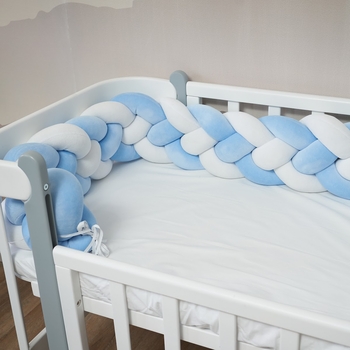 Бампер-косичка Twins, 4-х прядна, 240 см, блакитний (2020-K4-240-04) - Pampik - 2