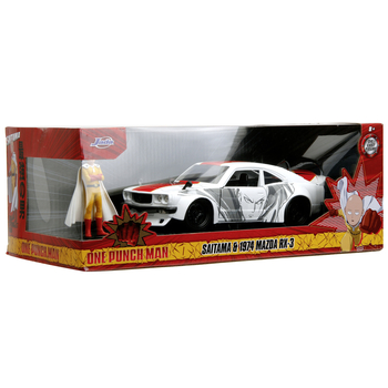 Машина металлическая Jada Ванпанчмен Мазда RX-3 (1974) с фигуркой Сайтама, 1:24, белый (253255058) - Pampik - 7